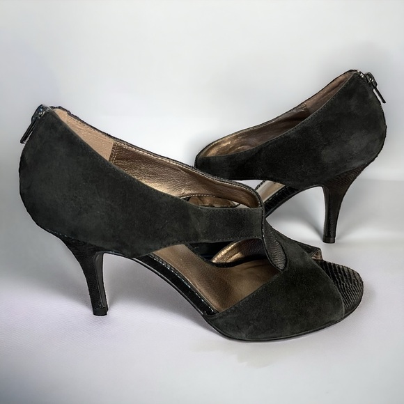 Moda Spana Women’s Black Open Toe High Heel Shoes - Picture 10 of 16